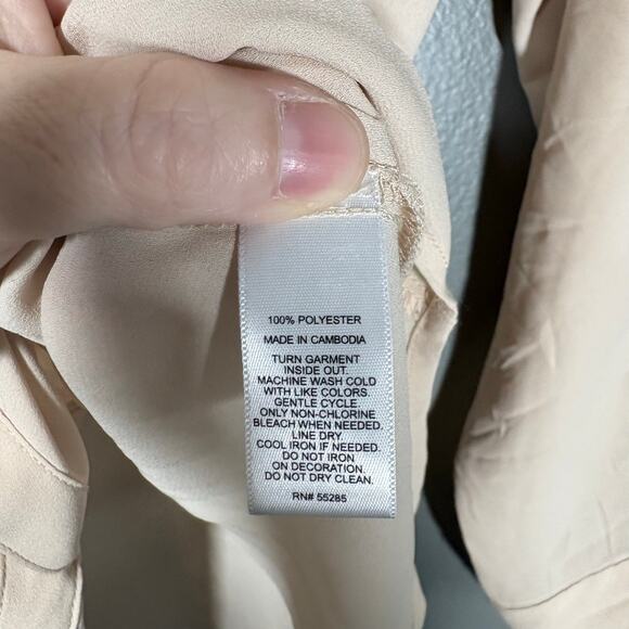 Express The Portofino Shirt Women's Semi-Sheer Tan Button Up - Size XS - Preppy - Picture 5 of 6